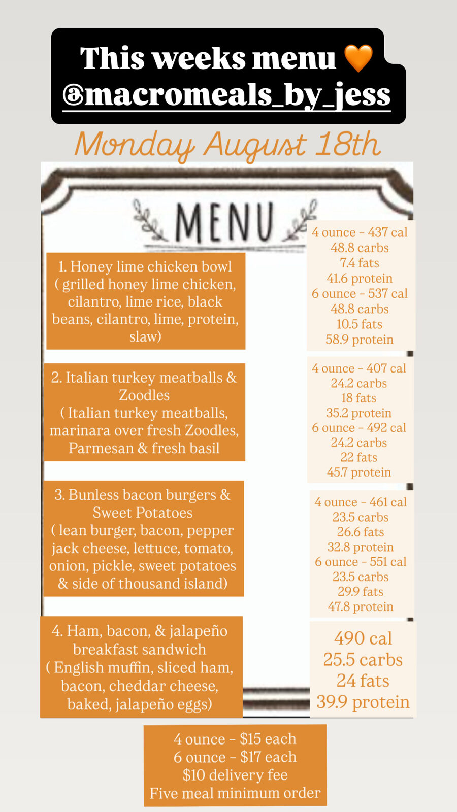 Archived Macro Meals By Jess menu