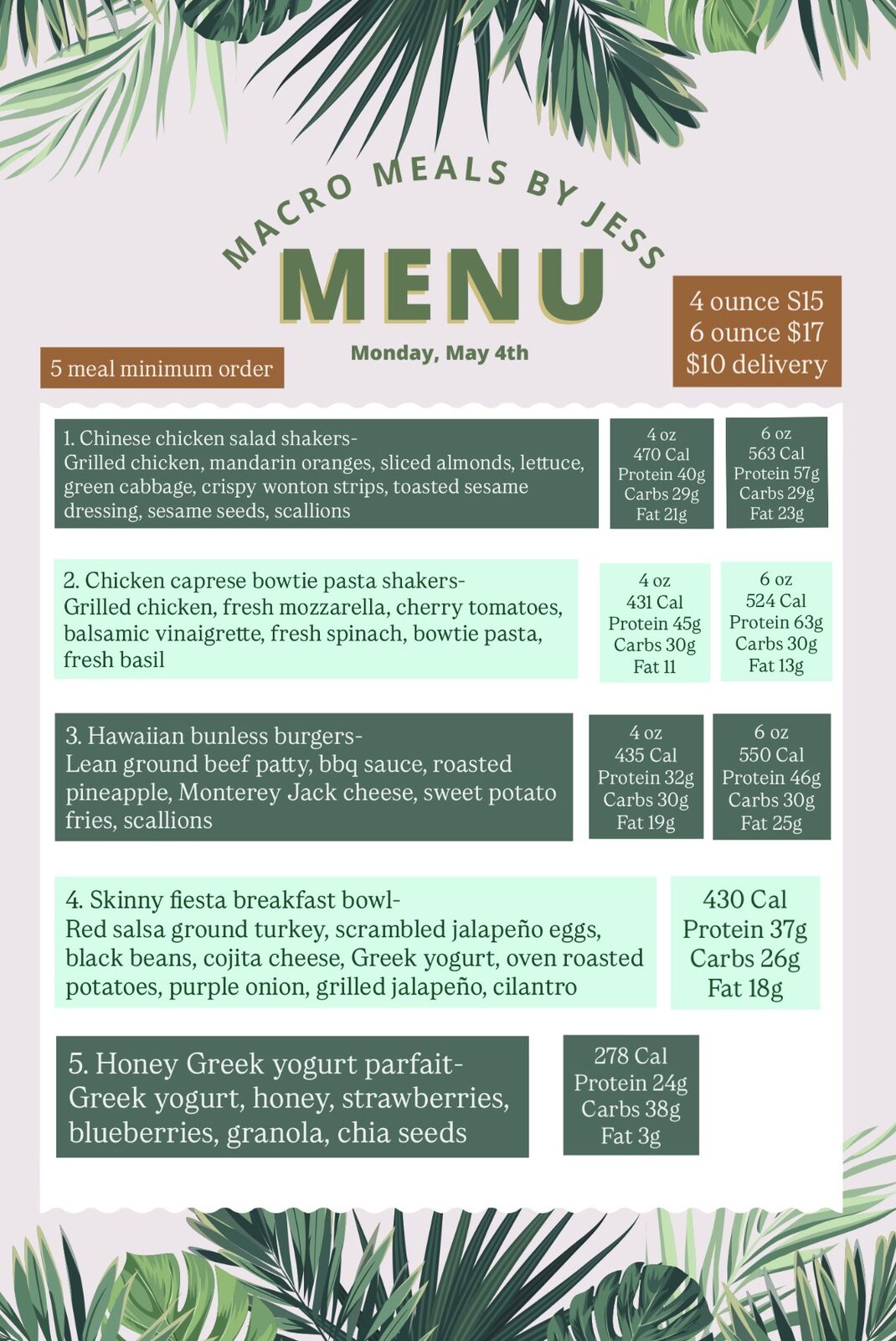 Archived Macro Meals By Jess menu