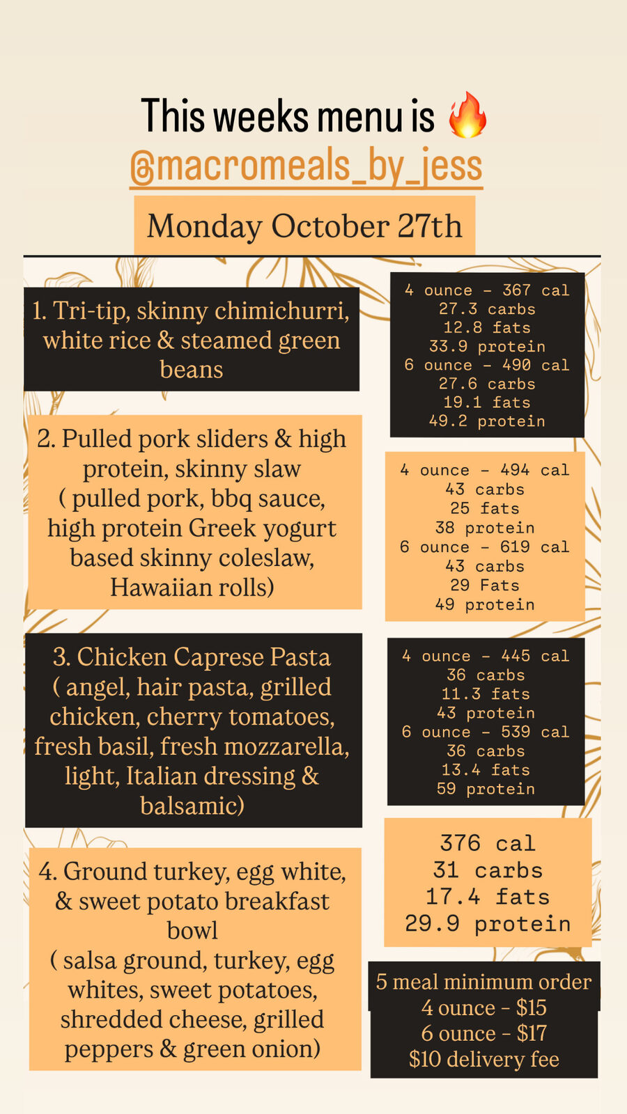 Archived menu for Monday, October 27