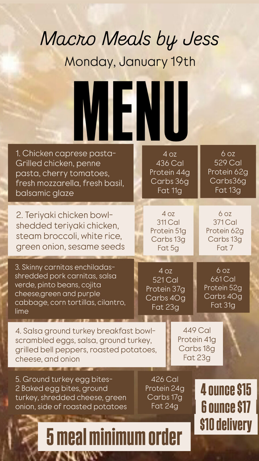 Archived menu for Monday, January 19