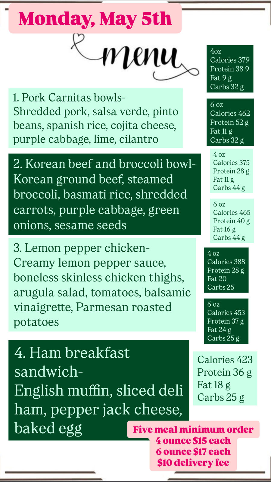 Archived menu for Monday, May 5