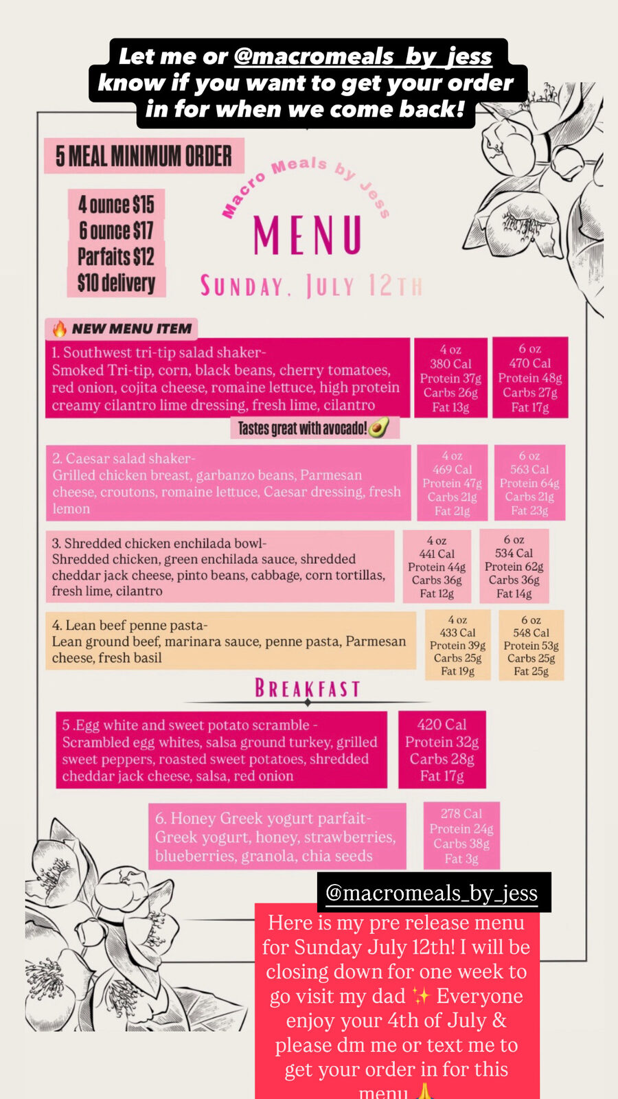 Archived Macro Meals By Jess menu