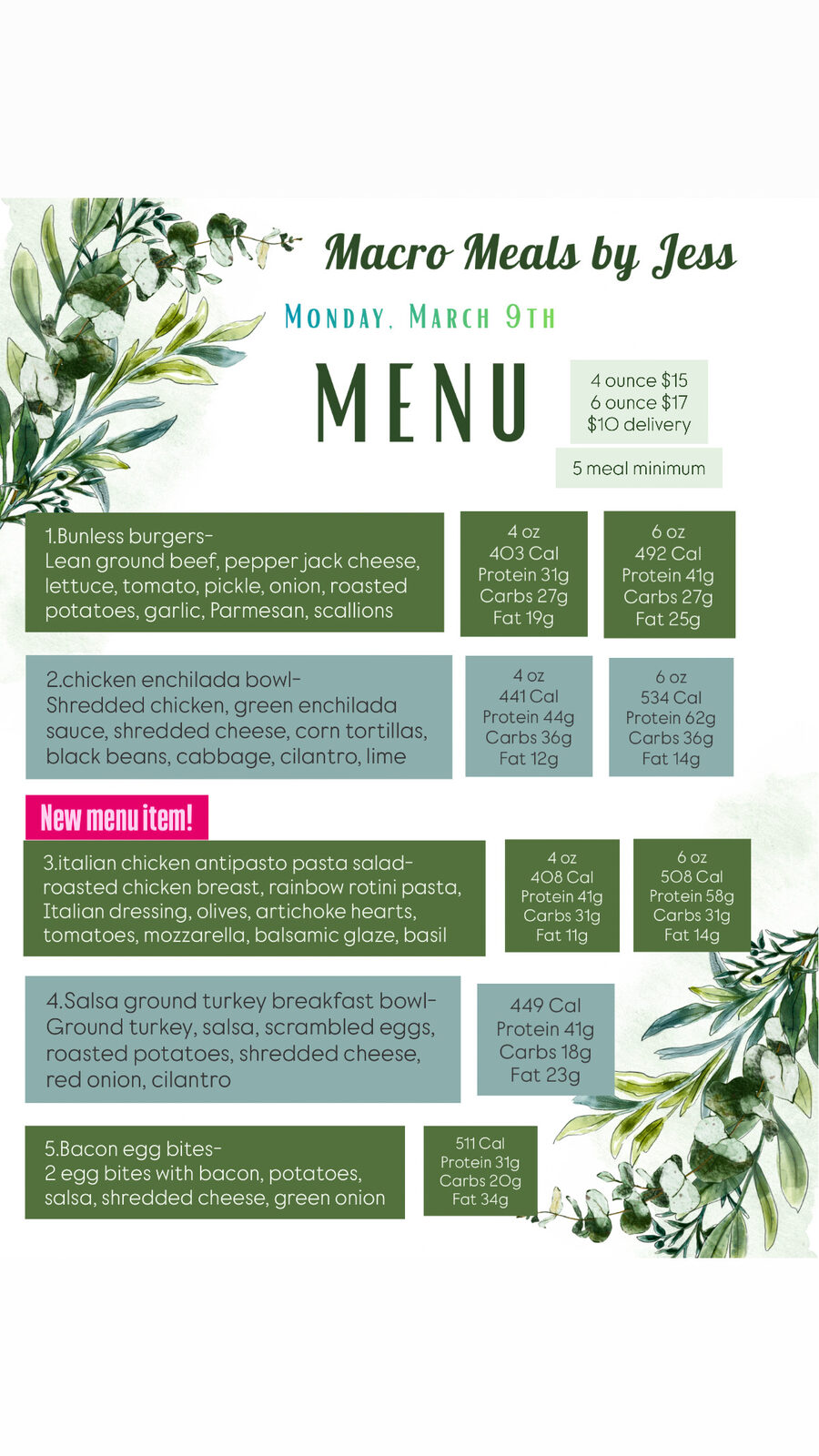 Archived Macro Meals By Jess menu