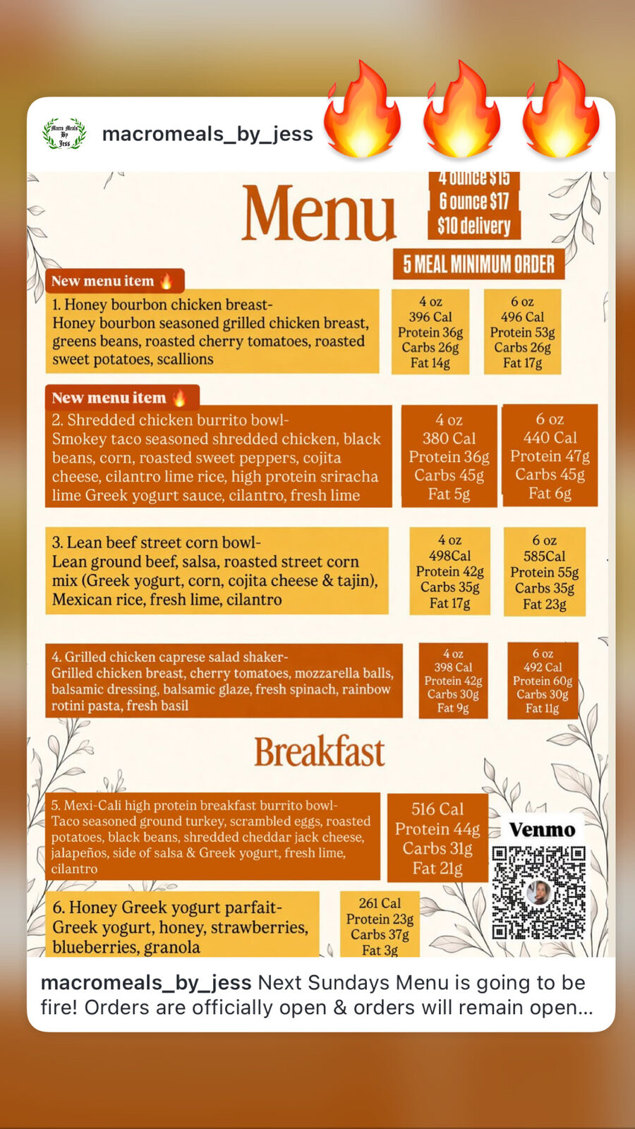 Archived Macro Meals By Jess menu