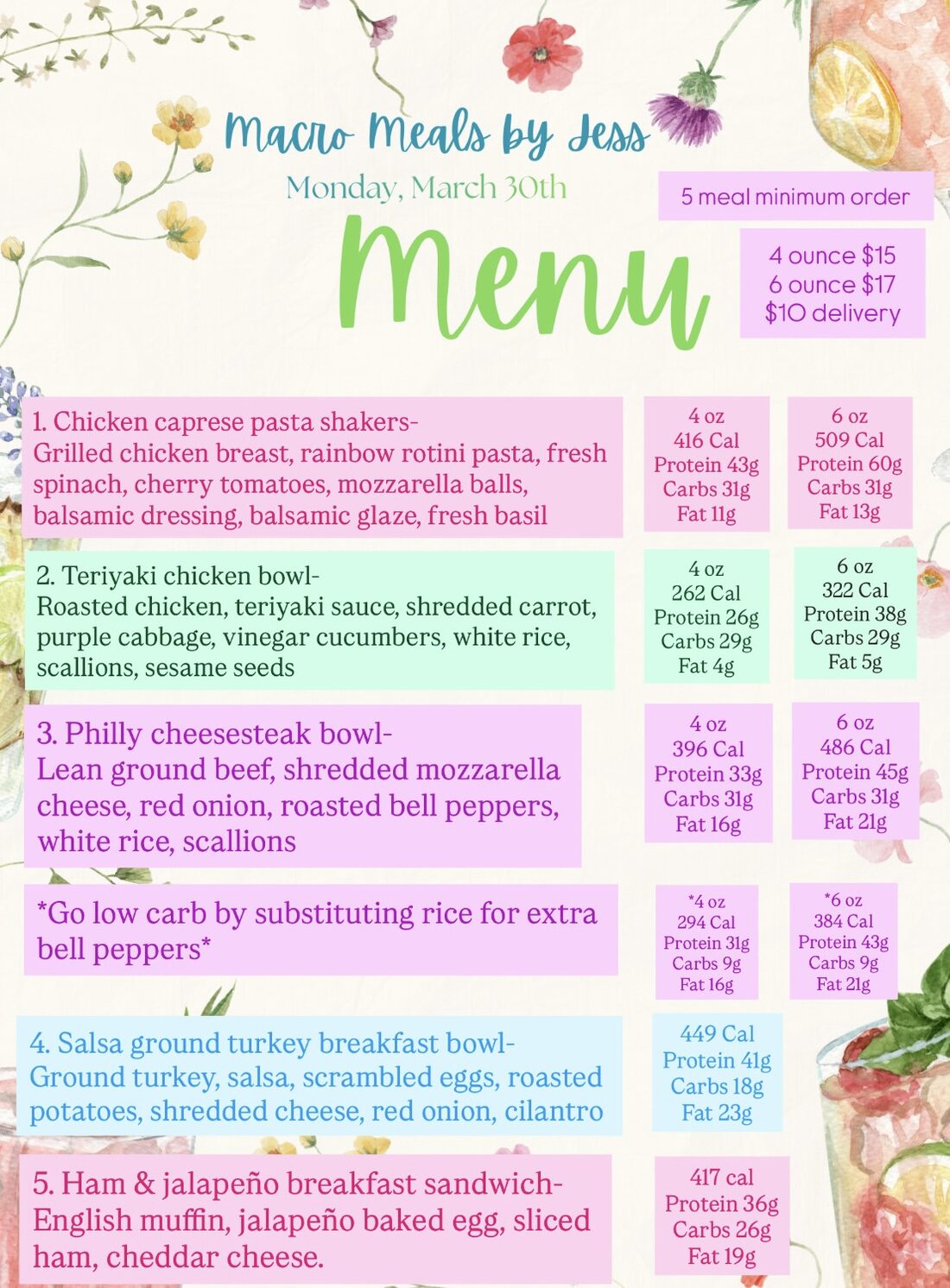Archived menu for Monday, March 30