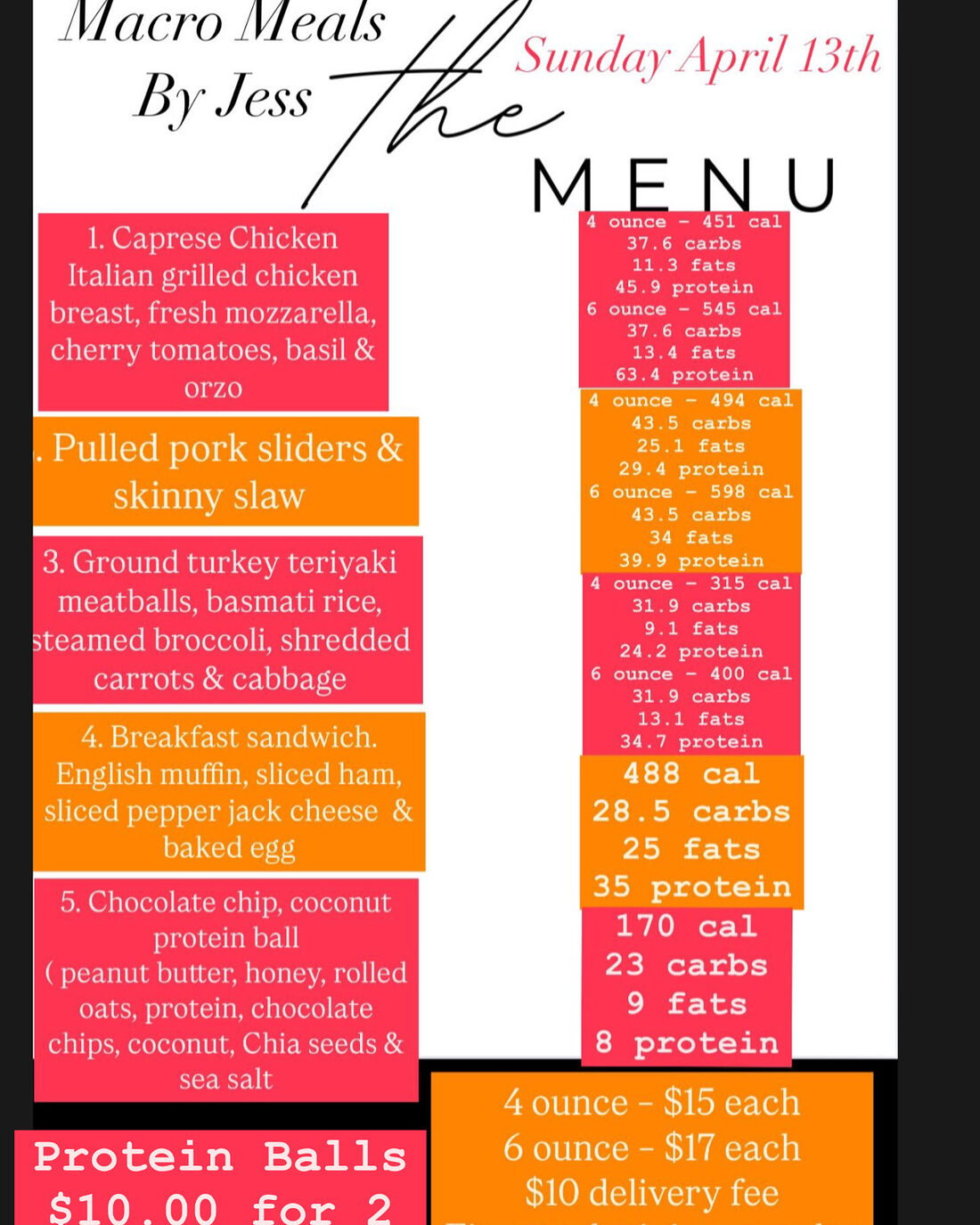 Archived Macro Meals By Jess menu