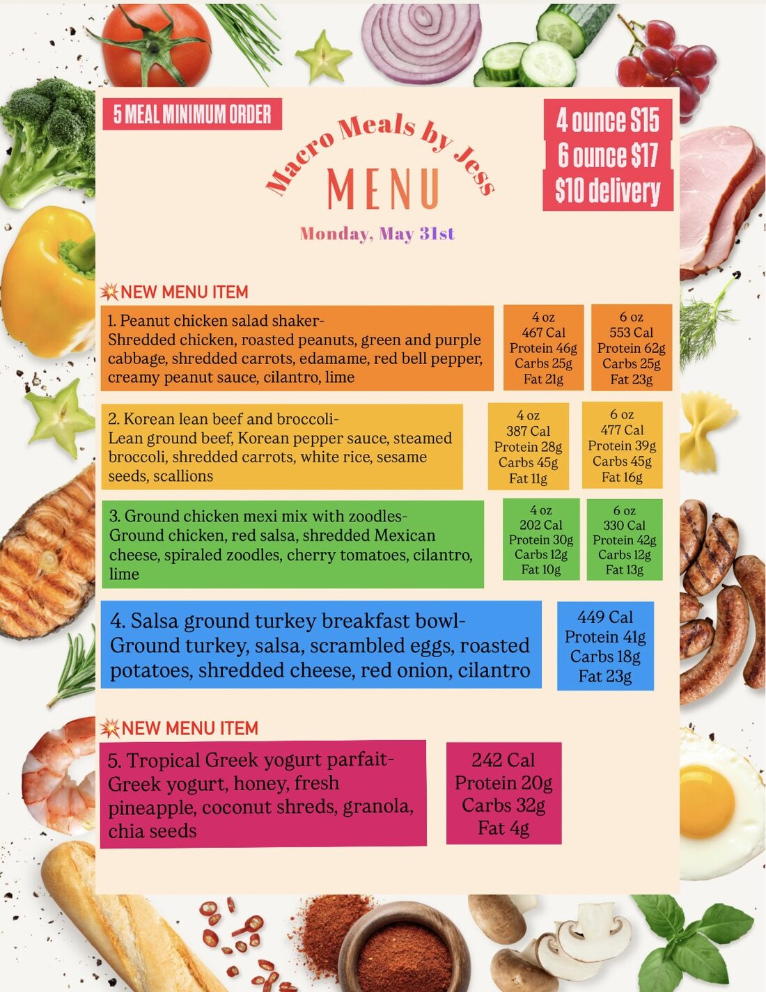 Archived menu for Sunday, May 31