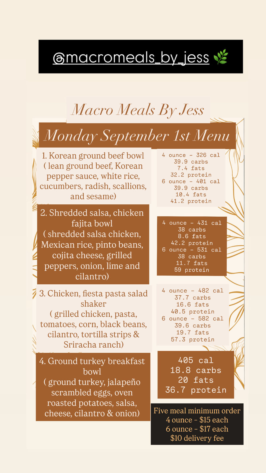 Archived Macro Meals By Jess menu