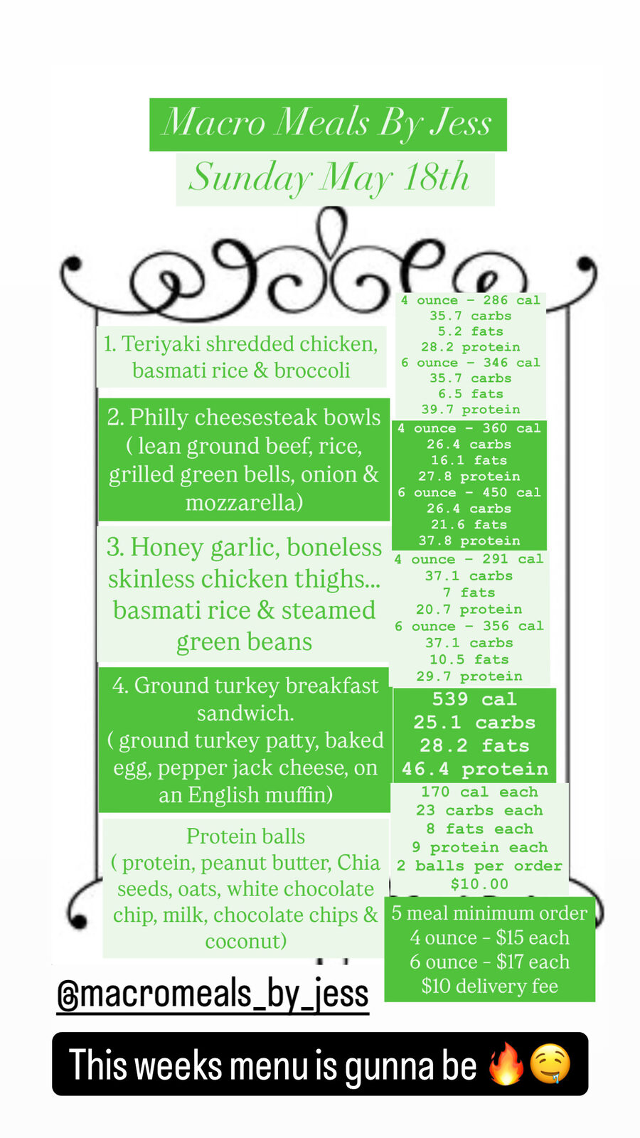 Archived menu for Sunday, May 18