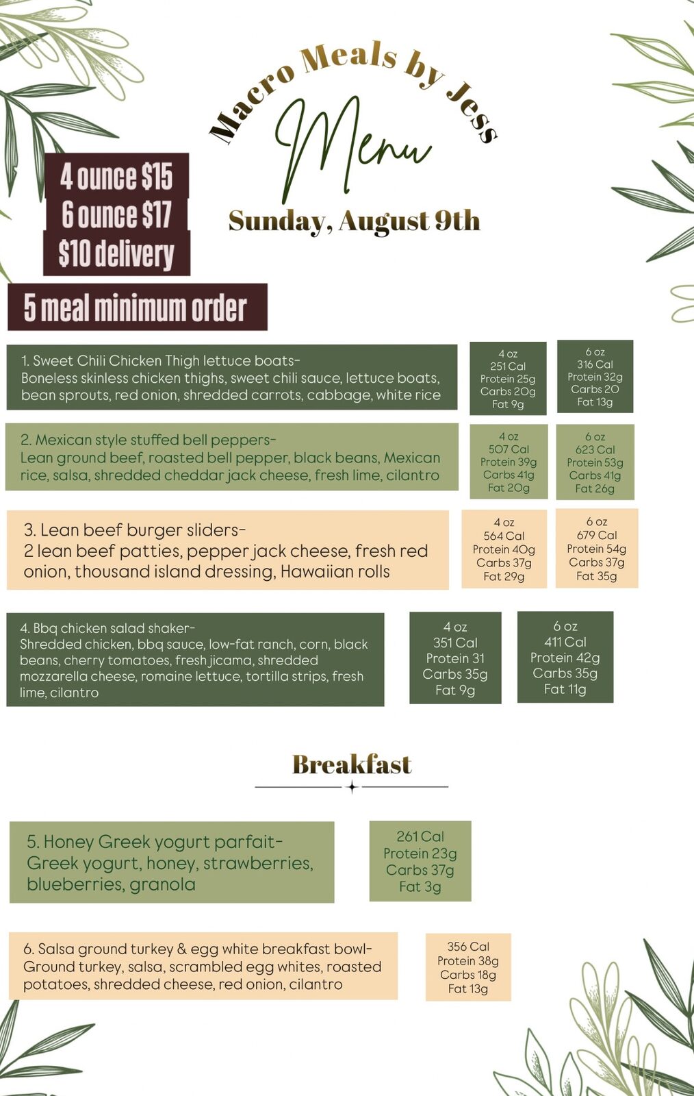 Archived Macro Meals By Jess menu