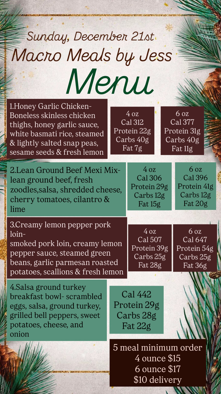 Archived Macro Meals By Jess menu