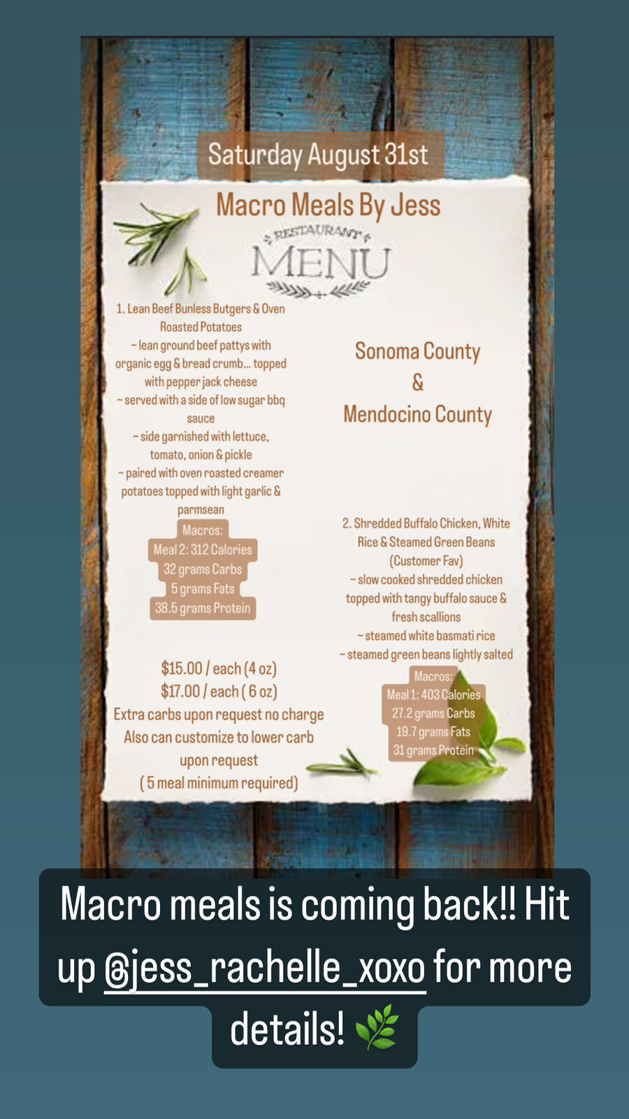 Archived Macro Meals By Jess menu